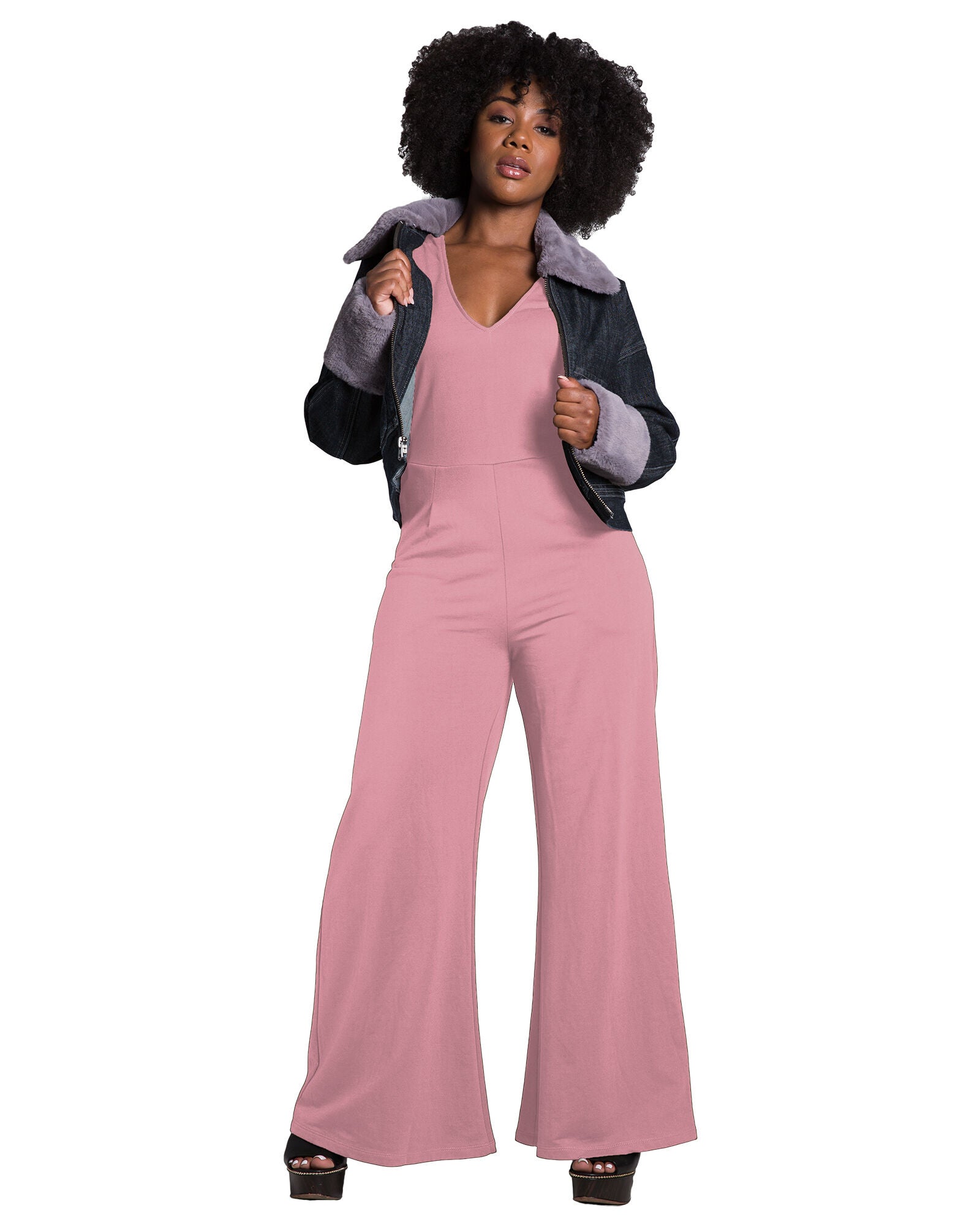 Kelly Sleeveless Wide Leg Jumpsuit, Dark Rose / Mauve, alternate image number 2