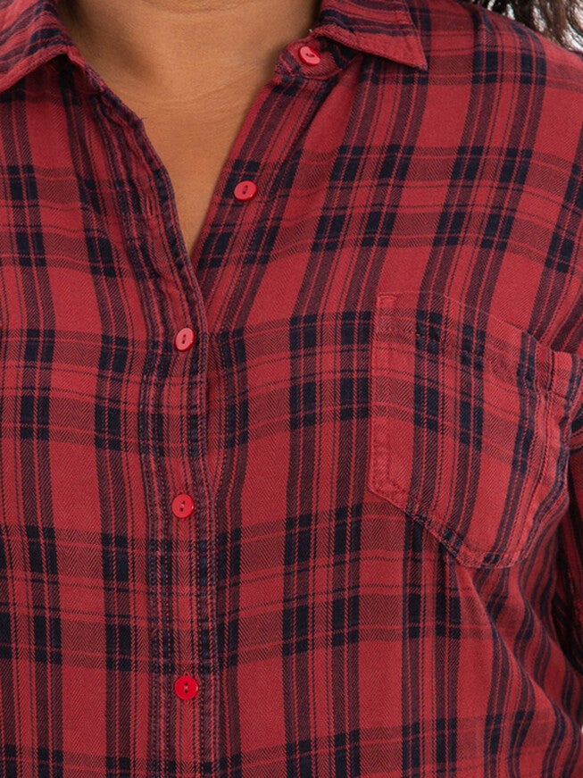 Plaid Western Shirt, BURGUNDY / Burgundy, alternate image number 1