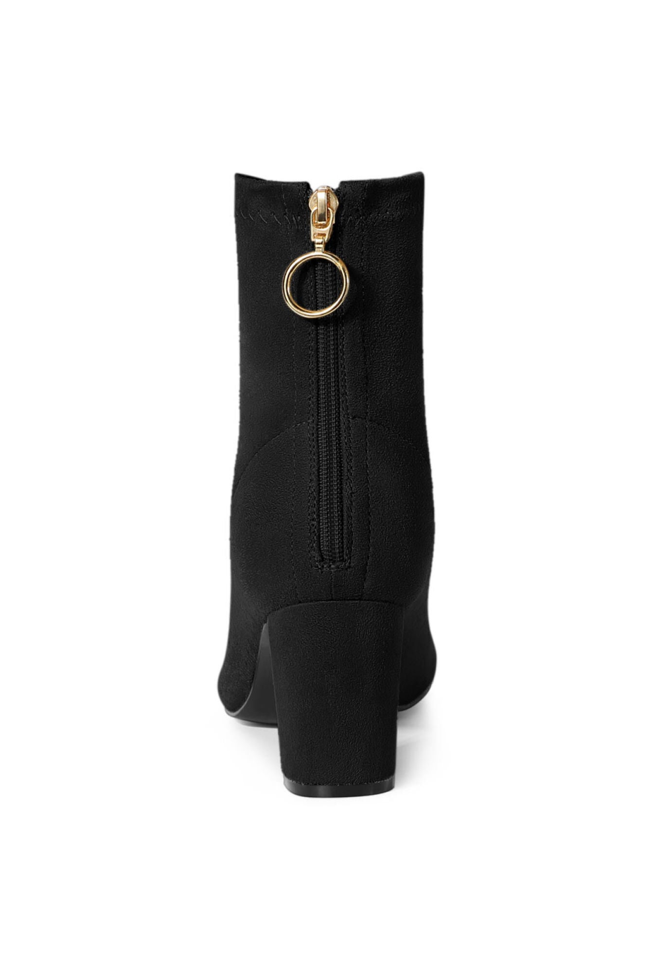 Pointed Toe Zipper Chunky Heels Ankle Boots, Black / Black, alternate image number 3