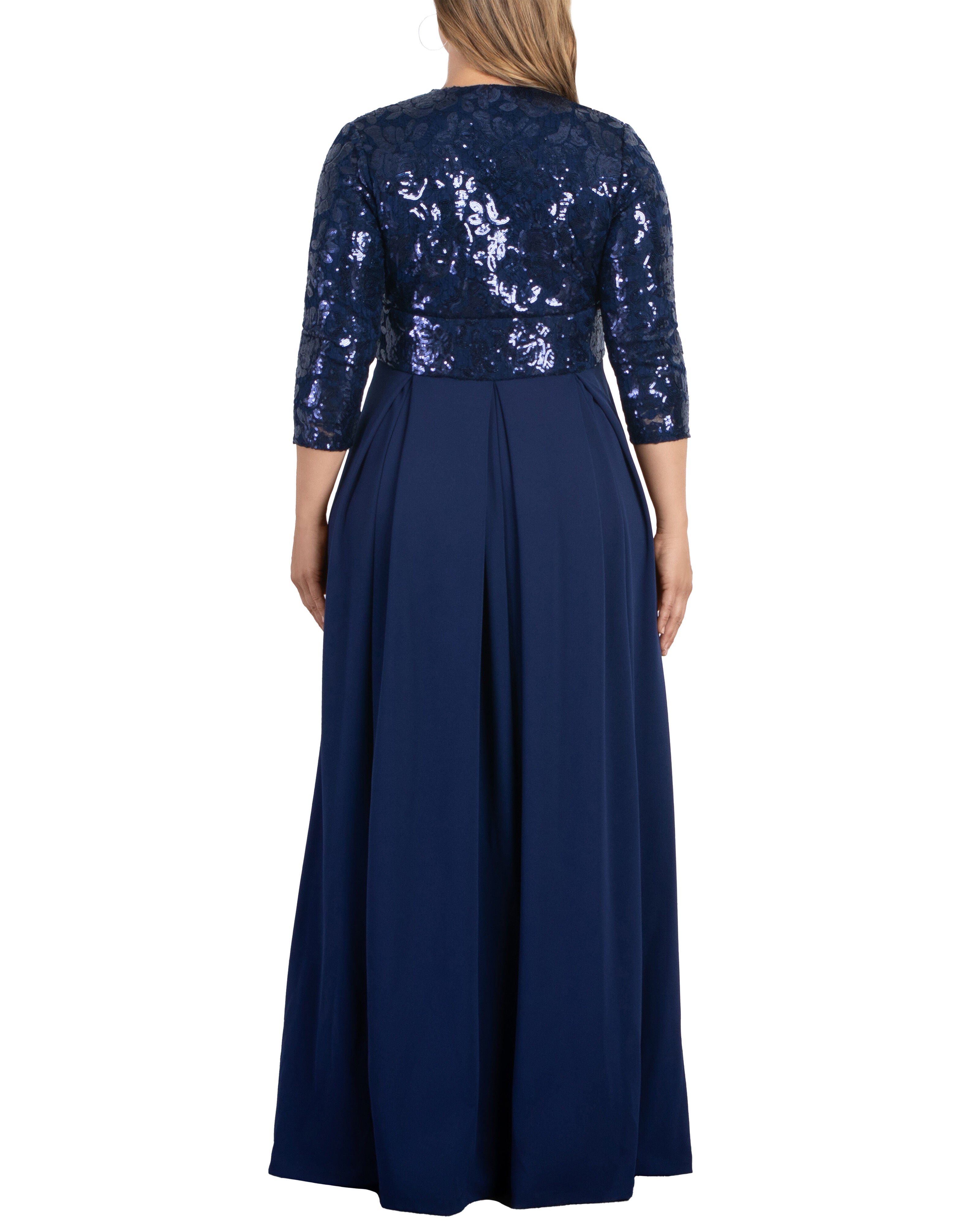 Paris Pleated Sequin Gown, NOCTURNAL NAVY / Navy, alternate image number 4