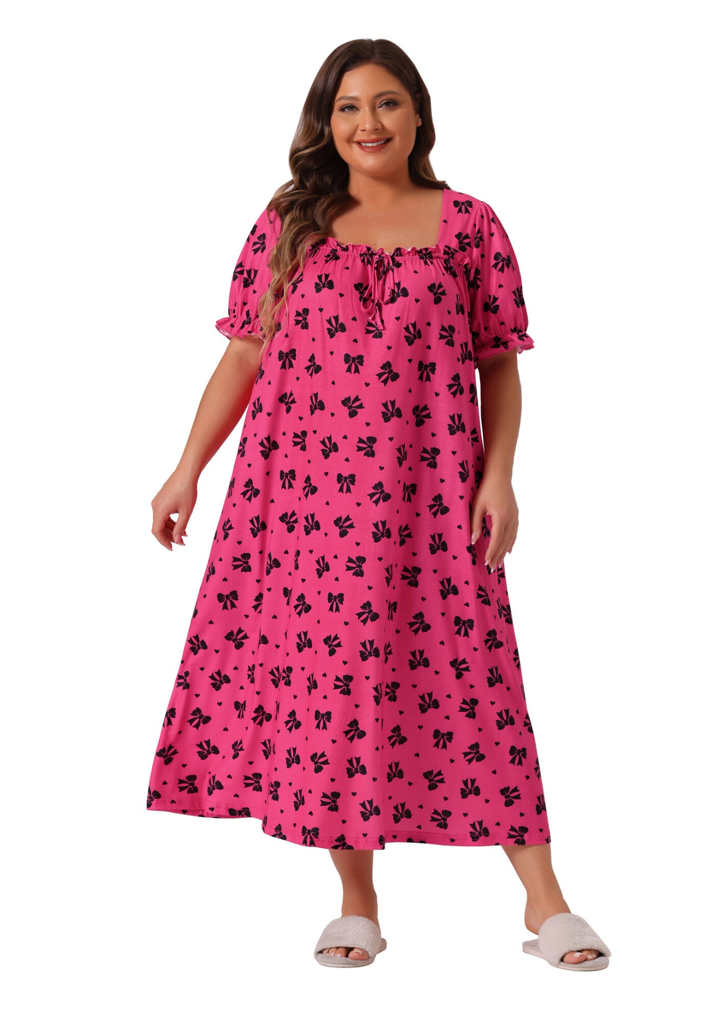 Cherry Ruffle Princess Nightdress, Hot Pink / Deep Fuchsia, hi-res image number 0