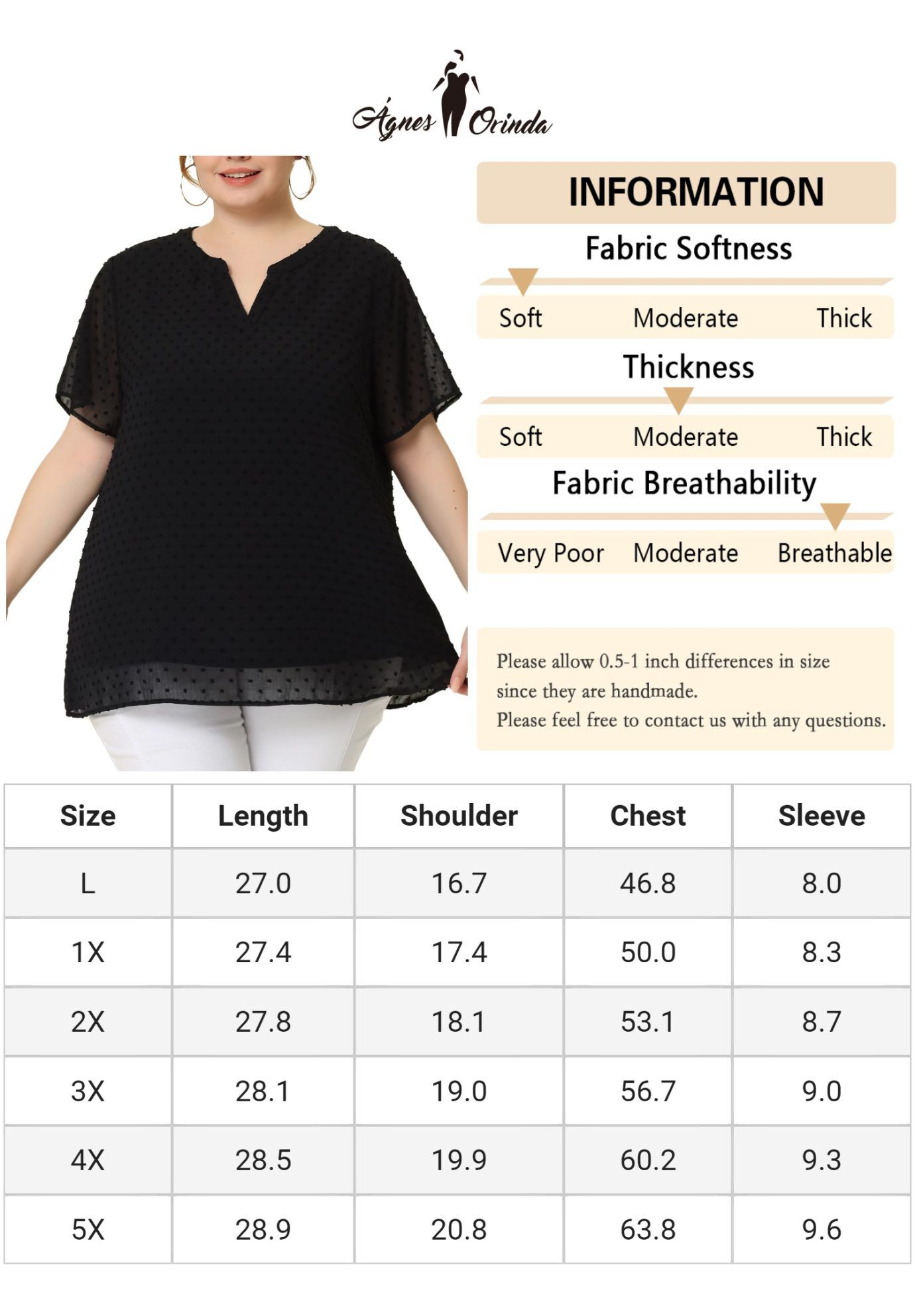Swiss Dots Notched Neck Short Sleeve Basic Blouse, Black / Black, alternate image number 4