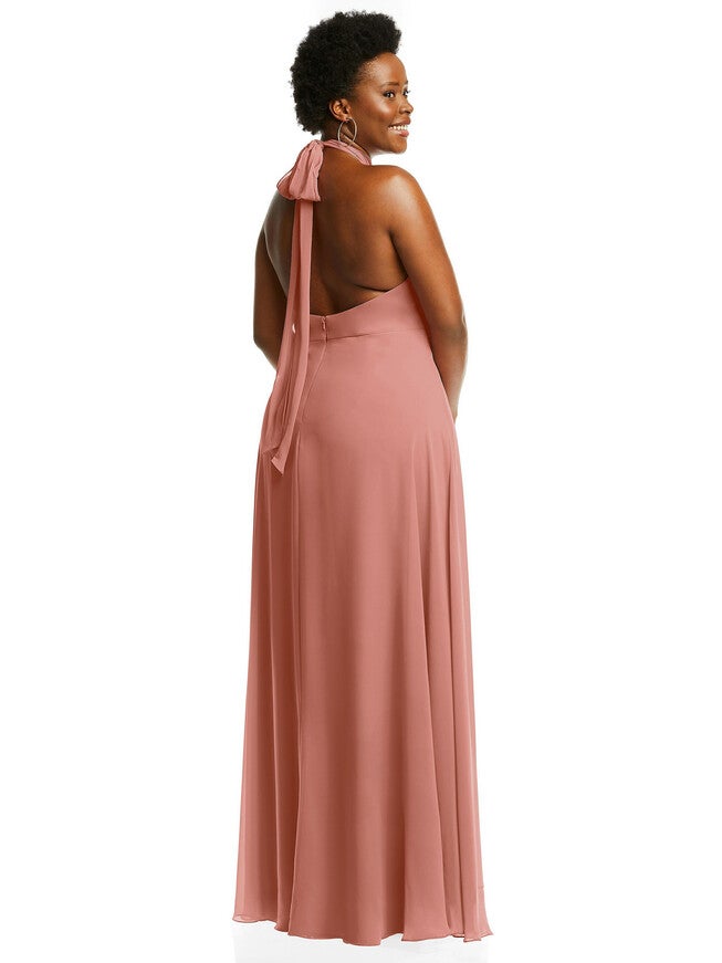 High Neck Halter Backless Maxi Dress, , alternate image number 6