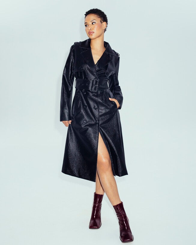 The Dylan Trench Coat, Black / Black, alternate image number 1