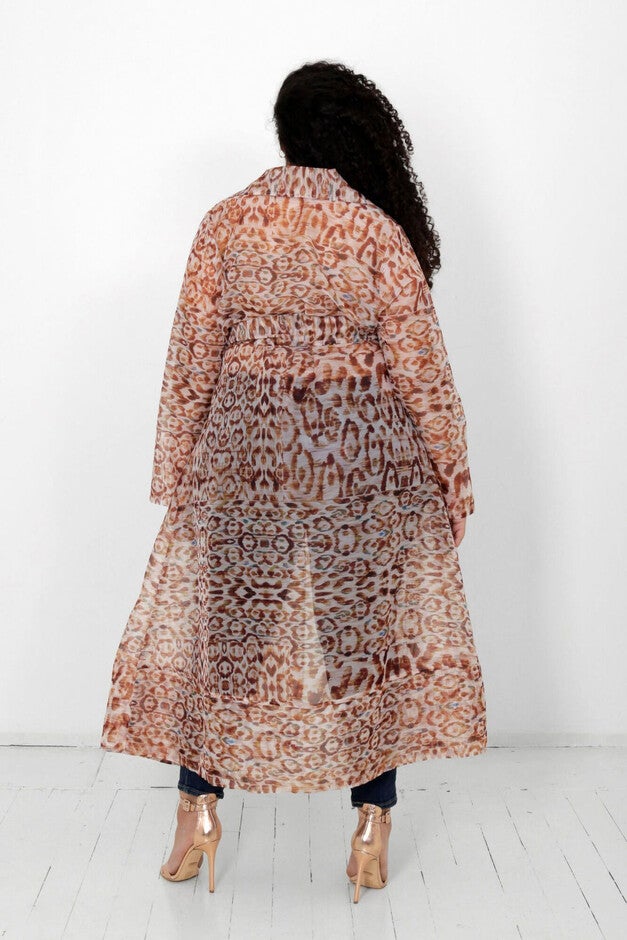 Cherish Organza Belted Trench Cardigan, , alternate image number 4