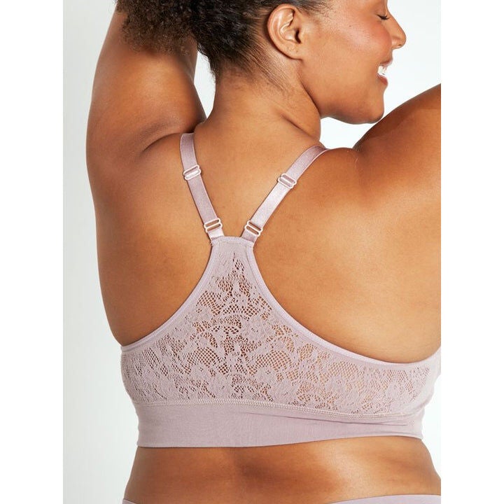 DEEP V NOTCH FRONT BRA, Champagne / Mauve, alternate image number 2