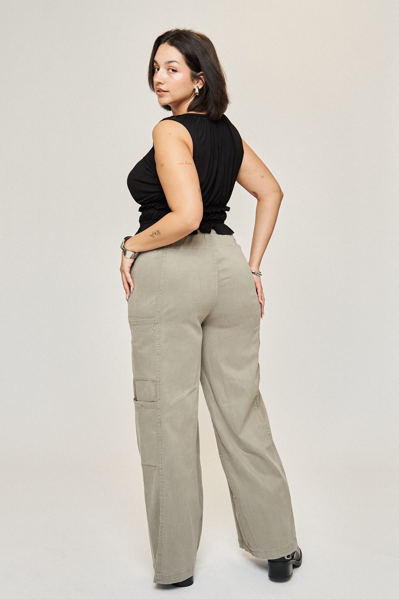 Molly Shirred Waist Top, Black / Black, alternate image number 2