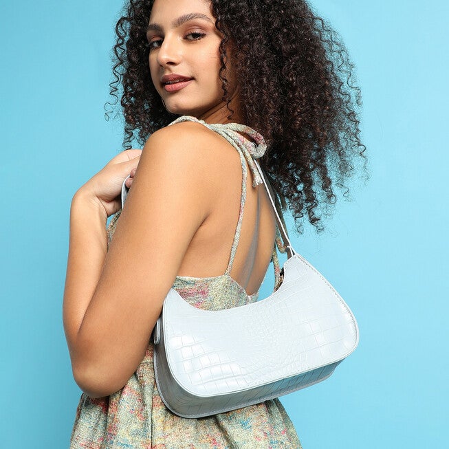 Haute Sauce Women's Croc Shoulder Bag, Light Blue / Light Blue, alternate image number null