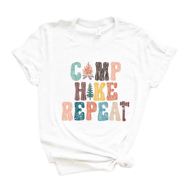 Camp Hike Repeat Short Sleeve Graphic Tee, White / White, hi-res image number null