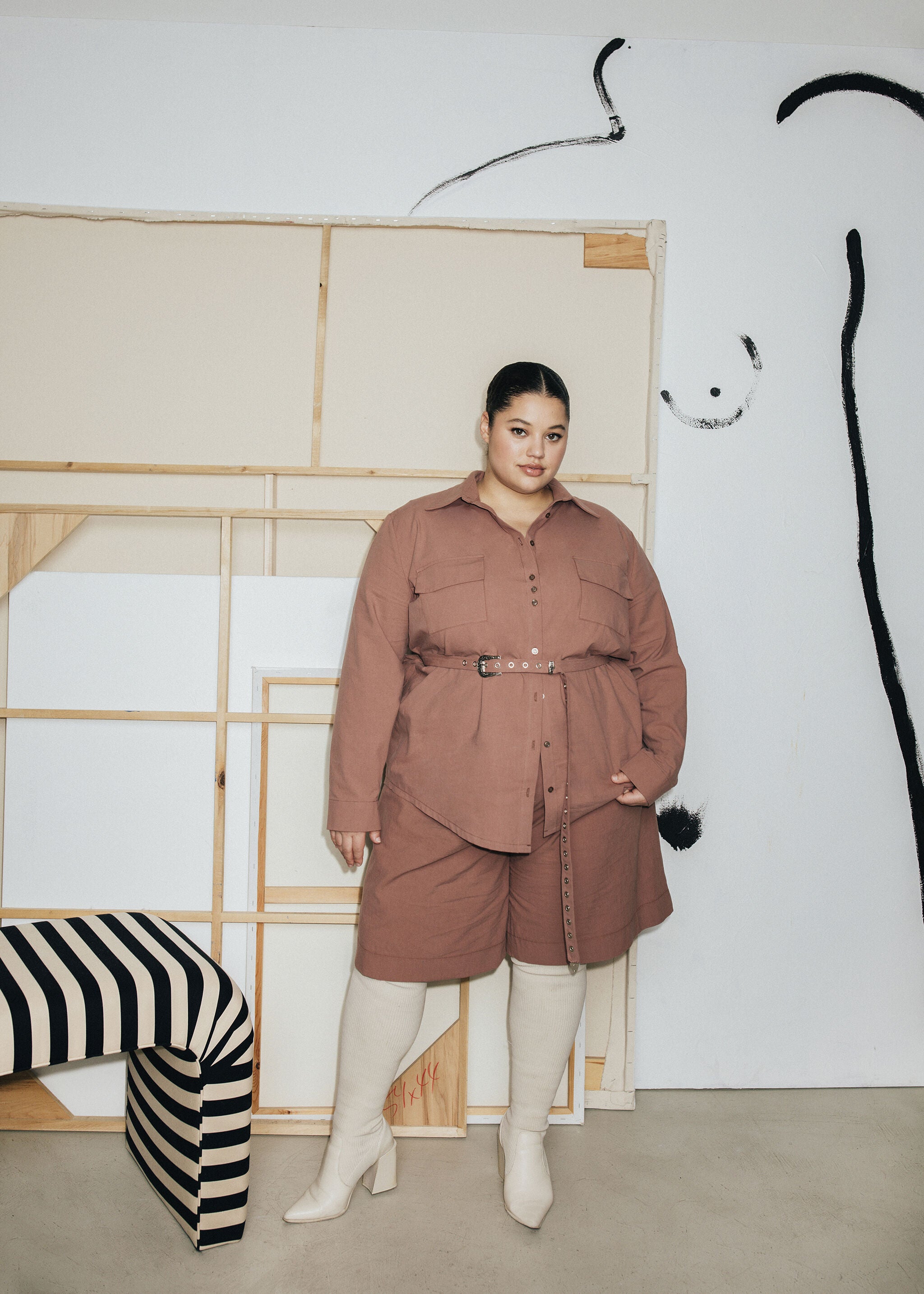 Belted Trouser Short, CLAY / Taupe, alternate image number 2