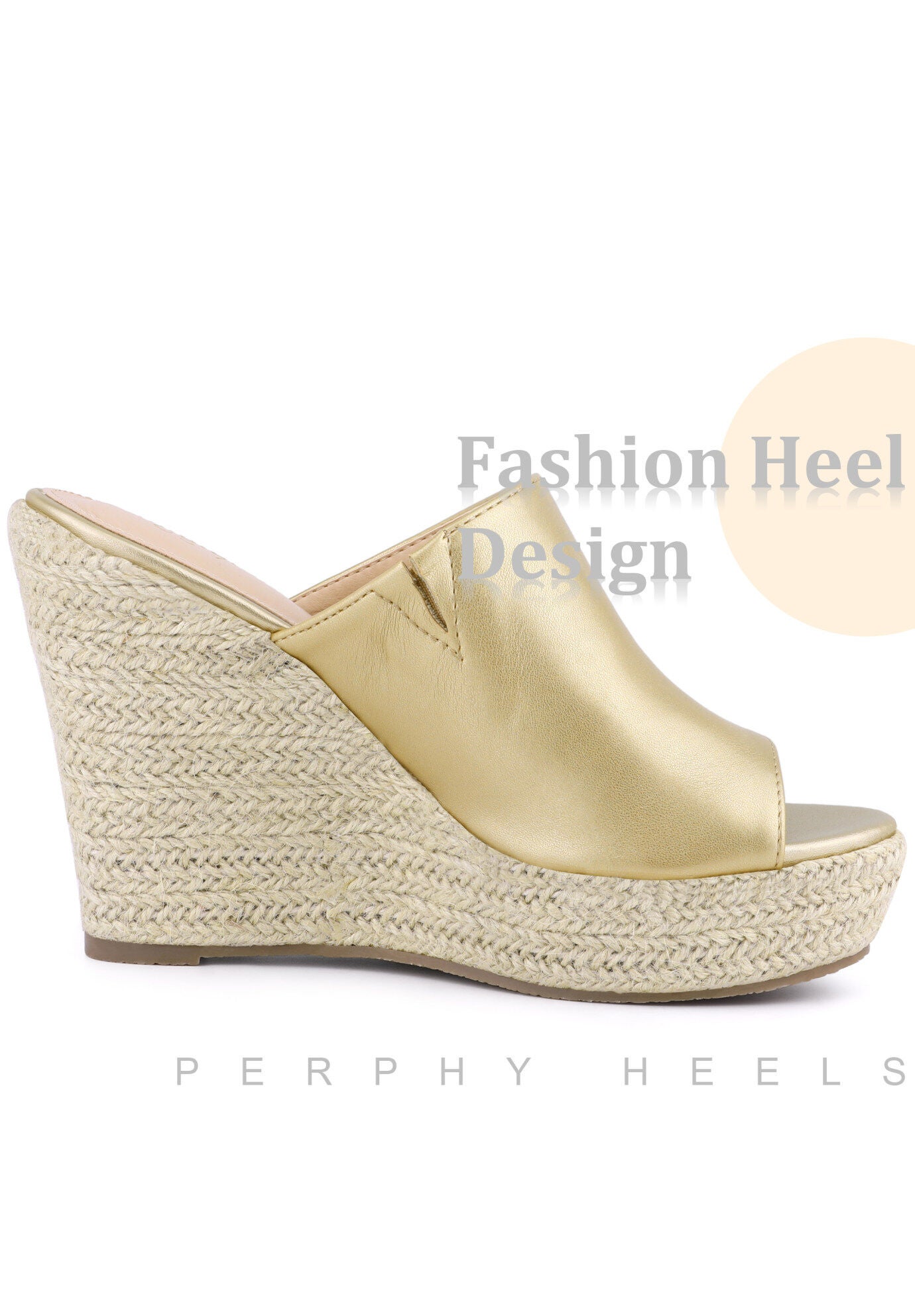 Open Toe Espadrille Wedge Heel Platform Slide Sandal, Gold / Gold, hi-res image number 0