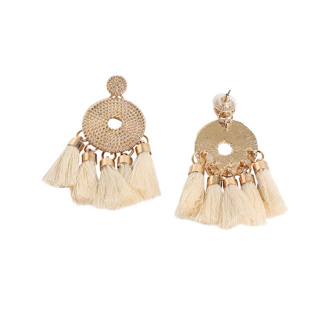 SOHI Women's Tassel Drop Earrings, Gold / Gold, alternate image number null