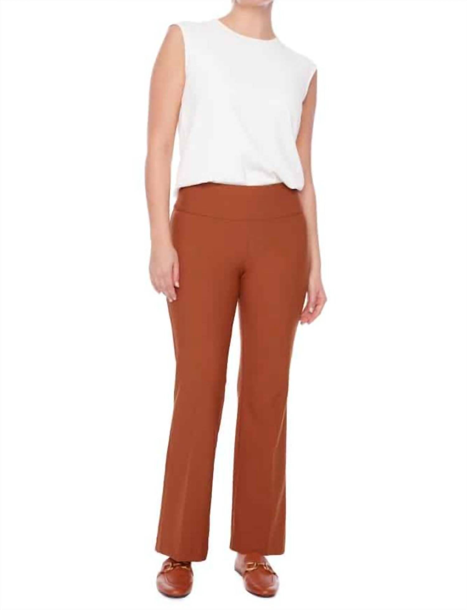 PRECISION PONTE SLIM BOOT LEG PANT, Caramel / Brown, hi-res image number 0