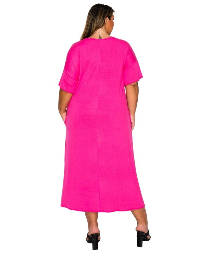 Olivia Pocket Midi Dress, Hot Pink / Pink, alternate image number 2