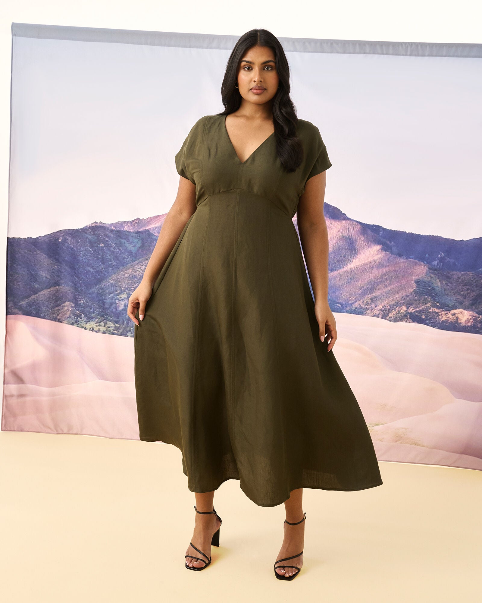 Aubrey V-Neck Dress, Olive / Olive Green, hi-res image number 0