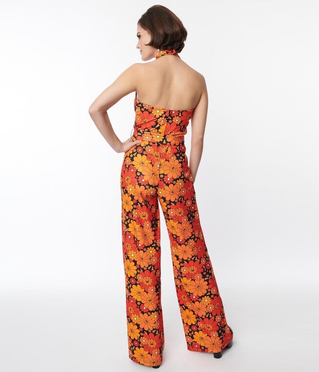 Smak Parlour Pumpkin Mod Floral Glamour Goddess Jumpsuit, Orange Pumpkin / Orange, alternate image number 1