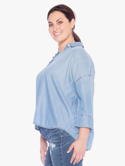 Aria Lace Up Shirt, Sky / Light Wash, alternate image number 2