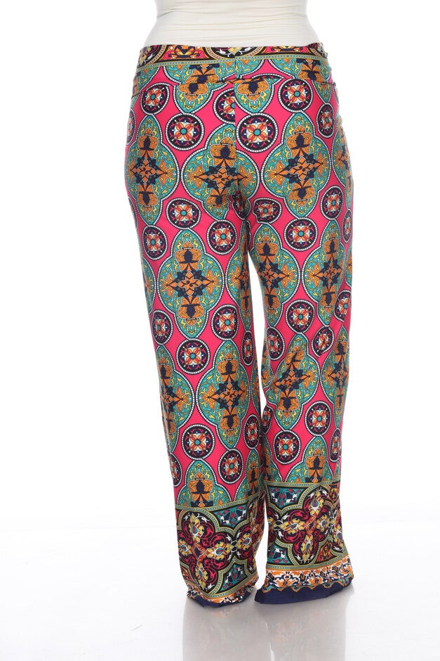 Printed Palazzo Pants, FuchsiaGreen / Deep Fuchsia, alternate image number 2