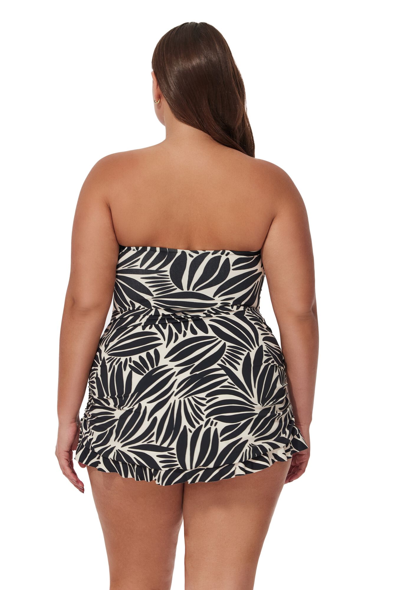 Comeback Plus Size Bandeau Swimdress, BlackWhite / Black, hi-res image number 0