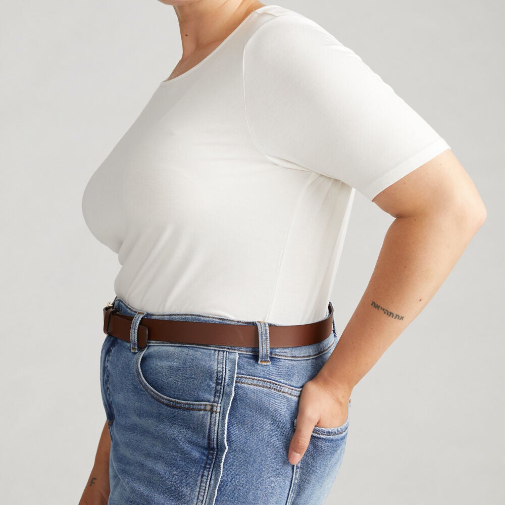 Universal Standard Womens Plus Lily Liquid Jersey Crew Neck Stovepipe Tee, White / White, alternate image number 2