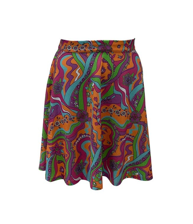 Smak Parlour Orange Psychedelic Daisy River Sweet Talk Flare Skirt, Pink / Pink, hi-res image number 0