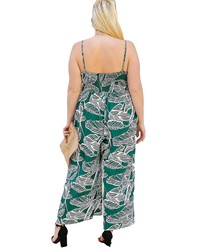 Eva Palm Leaf Wide Leg Jumpsuit, , alternate image number null