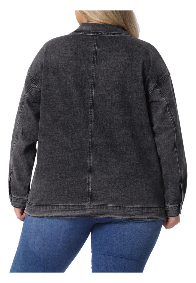 Vintage Style Jean Denim Jacket, Dark Gray / Charcoal Grey, alternate image number 3