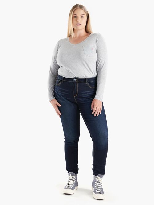 V Neck Long Sleeve T-shirt, HEATHER GREY / Light Grey, hi-res image number 0