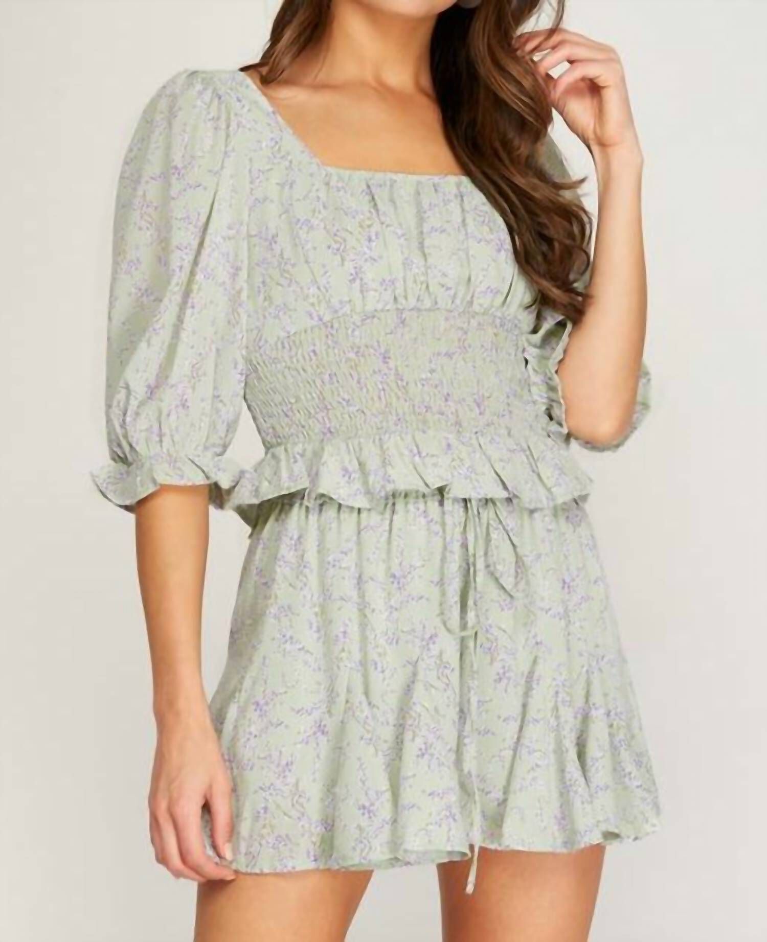 Mint Floral Skort In Mint And Purple, Mint And Purple / Mint, hi-res image number 0