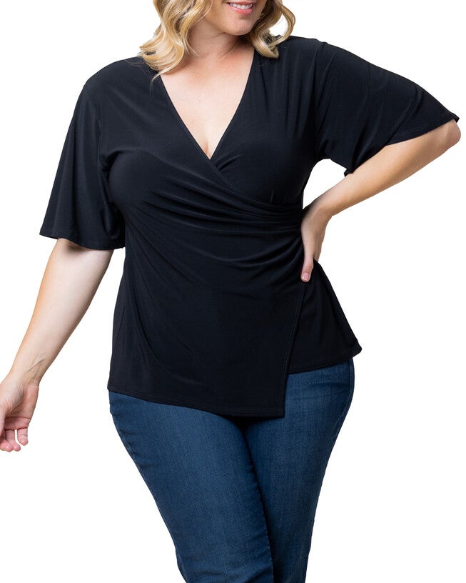Stella Faux Wrap Top, BLACK NOIR / Black, alternate image number null