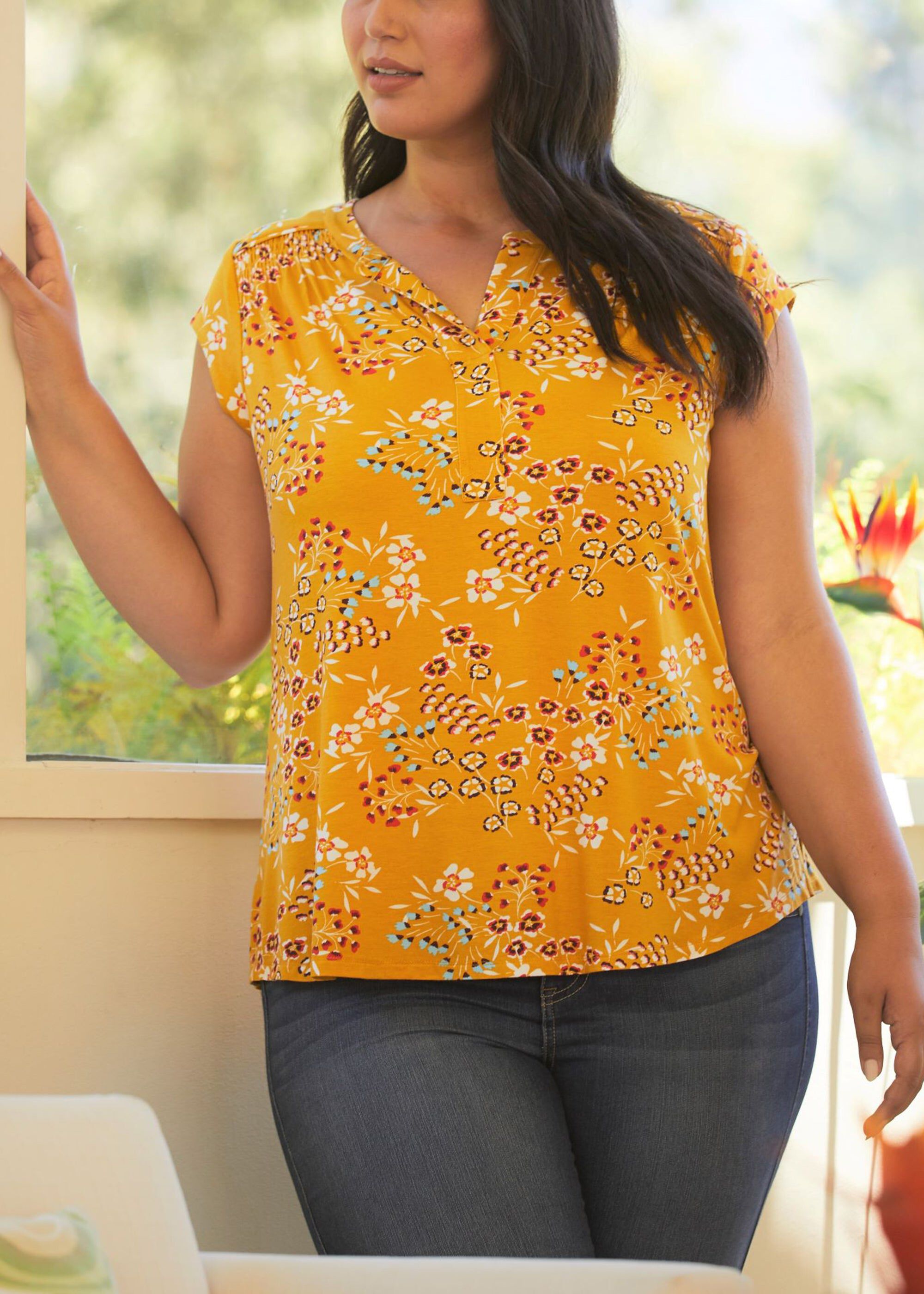 Sofia Floral Boho Blouse, K630 SUN / Yellow, alternate image number 2