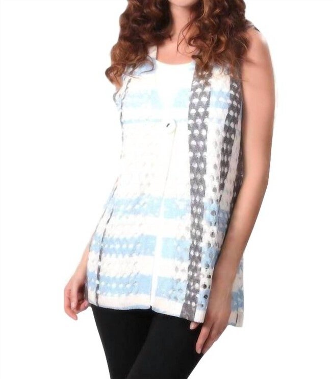 OPEN-WEAVE ON THE GRID VEST IN WHITE/TURQUIOSE, WhiteTurquiose / White, hi-res image number 0