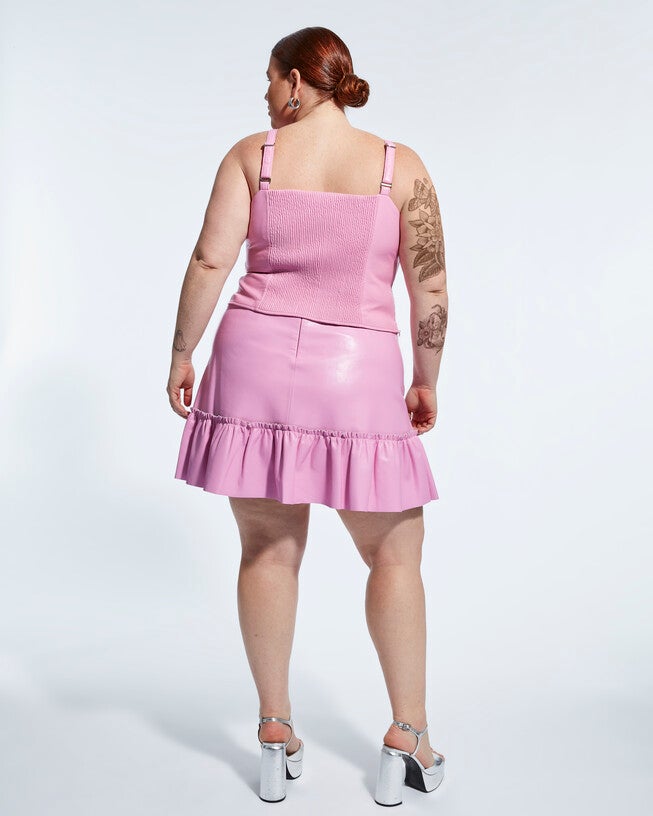 Clementine Recycled Leather Top, Paris Pink / Pink, alternate image number null
