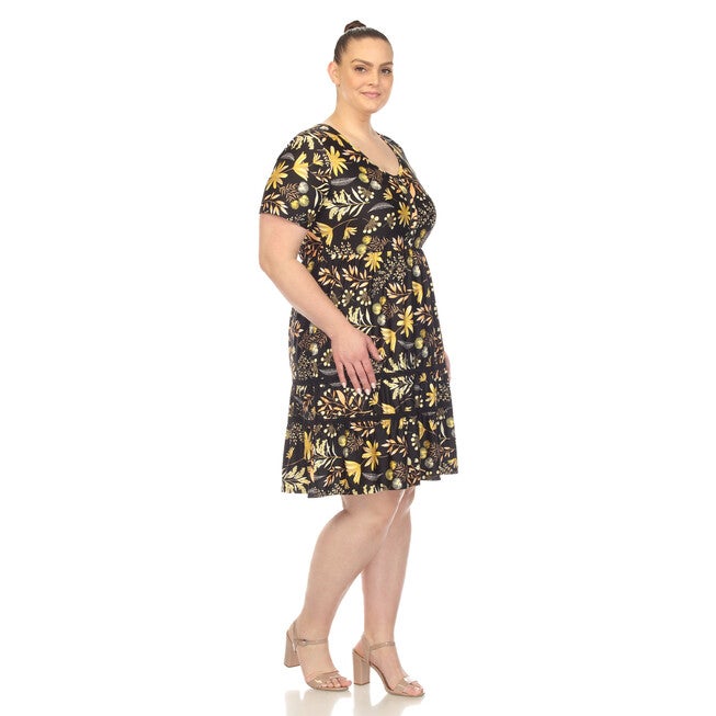 White Mark  Floral Short Sleeve Knee Length Dress, , alternate image number 6