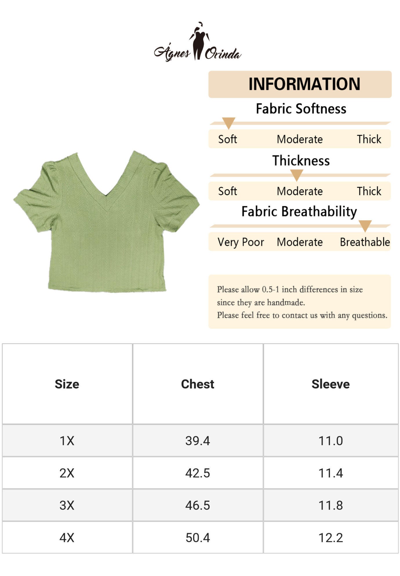 DEEP V NECK SHORT SLEEVE T-SHIRT CASUAL TOP, Grass Green / Sage Green, alternate image number 4