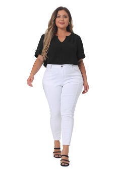 Ruched V Neck Short Sleeve Shirt