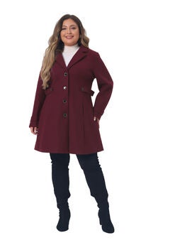 Single Breasted Notched Lapel Elegant Long Coat