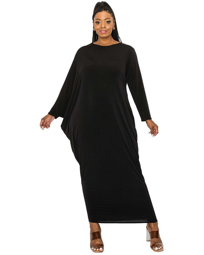 Louella Asymmetrical Maxi Dress, Black / Black, hi-res image number 0