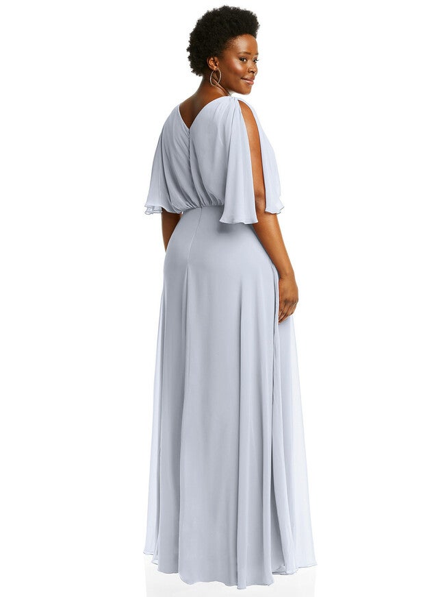 V-Neck Split Sleeve Blouson Bodice Maxi Dress, , alternate image number 6