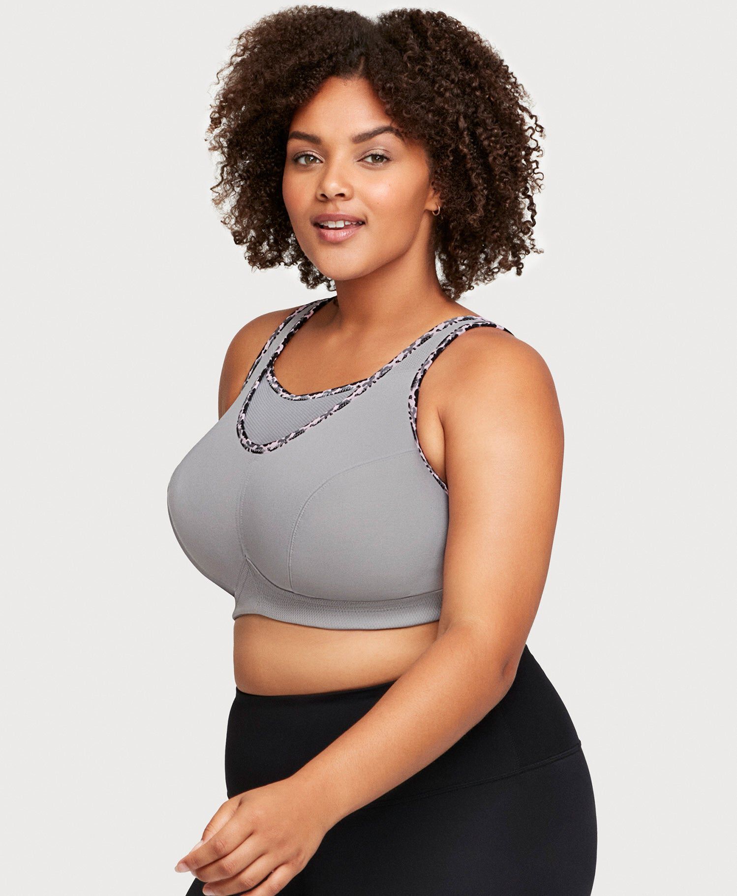 No-Bounce Camisole Sports Bra, Soft Gray / Cool Gray, alternate image number 1