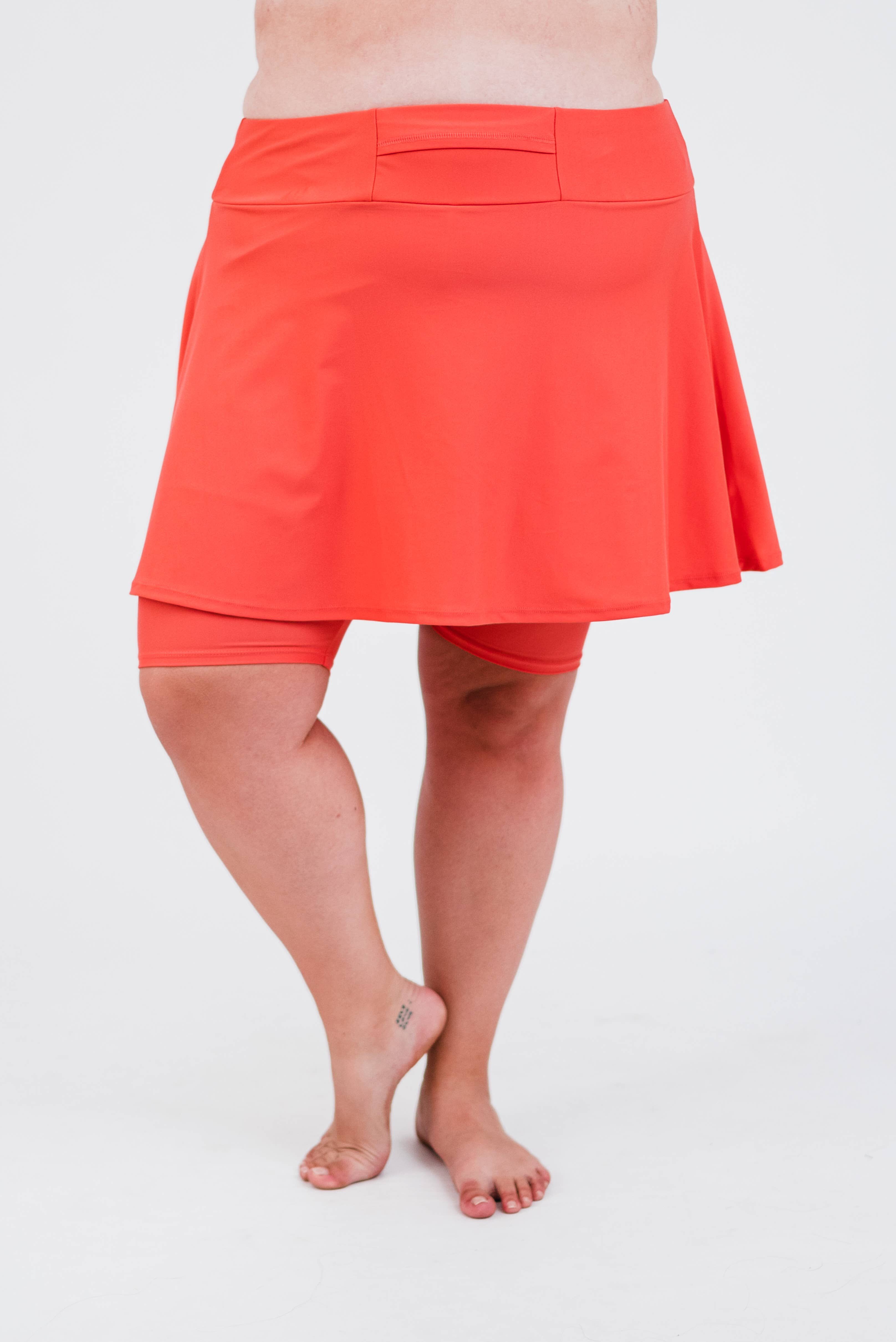 Midi Swim Skort With A Pocket, Coral / Coral, hi-res image number 0