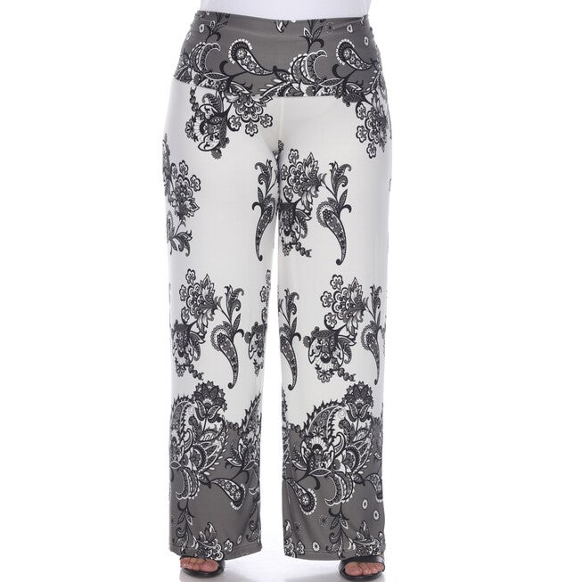 Floral Paisley Printed Palazzo Pants, Beige / Beige, alternate image number null