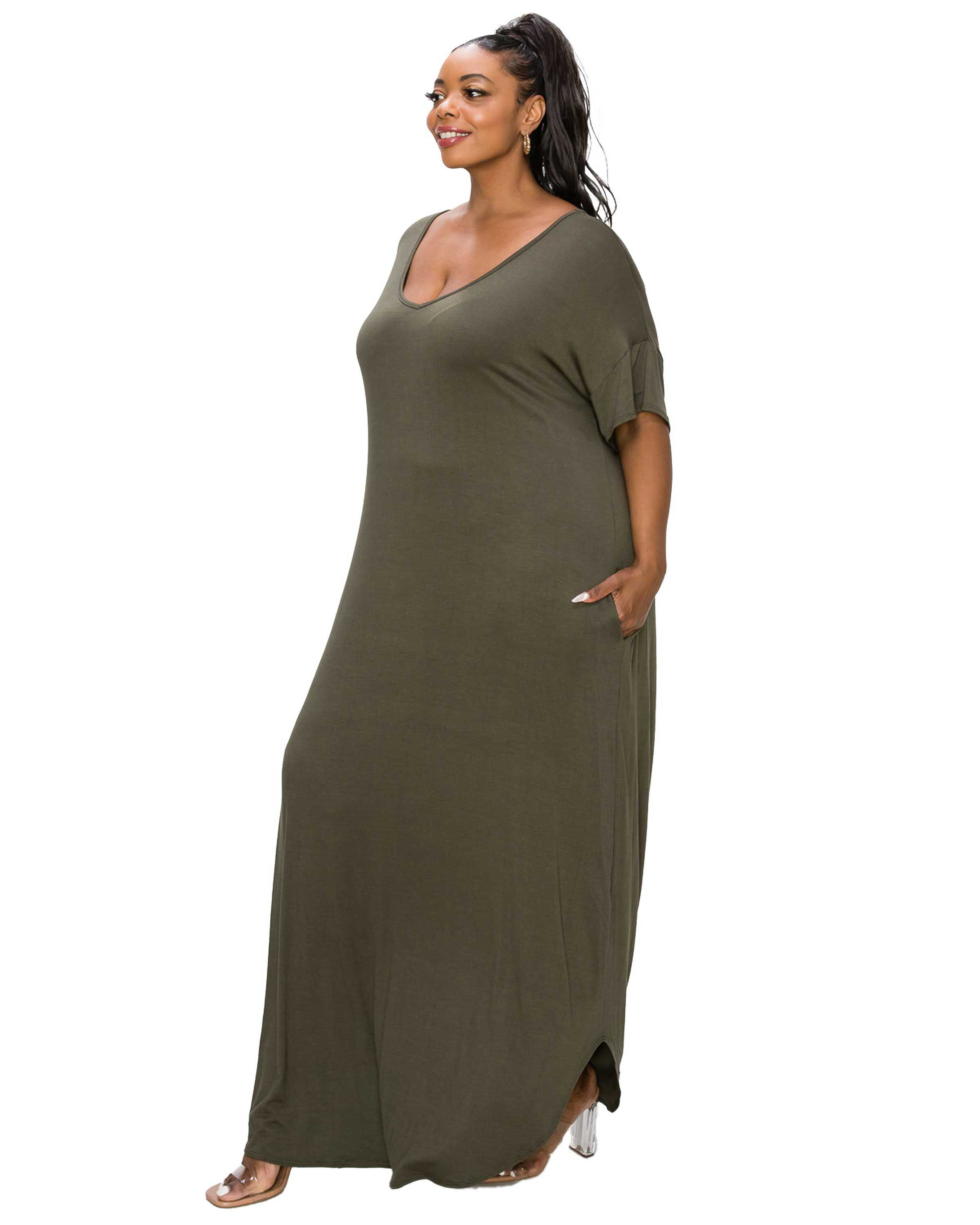 SCARLETT MAXI DRESS, Olive / Olive Green, alternate image number 2
