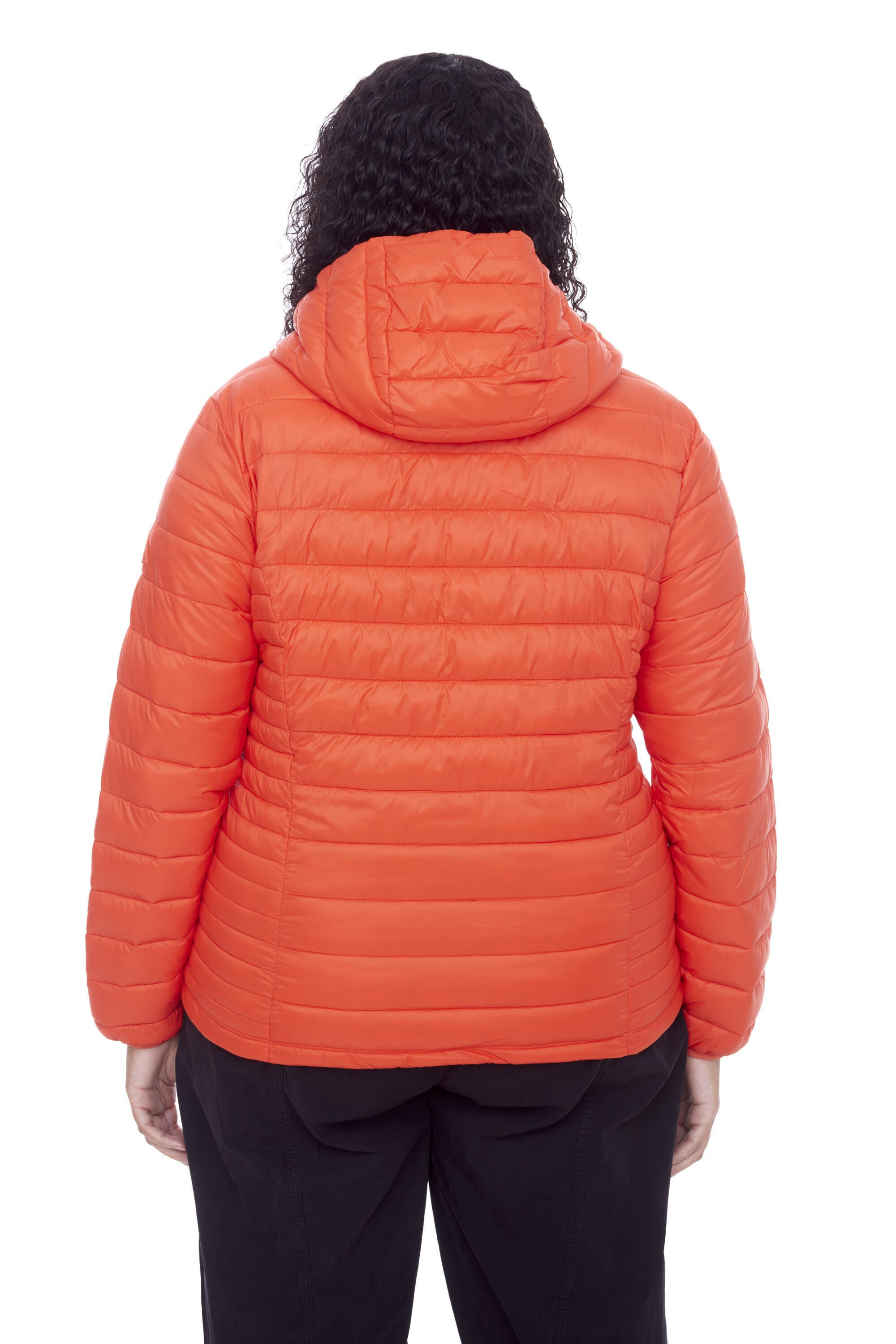 Women&#39;s Plus Size - YOHO | Vegan Down Lightweight Packable Puffer Jacket & Bag, Tangerine / Orange, alternate image number 3