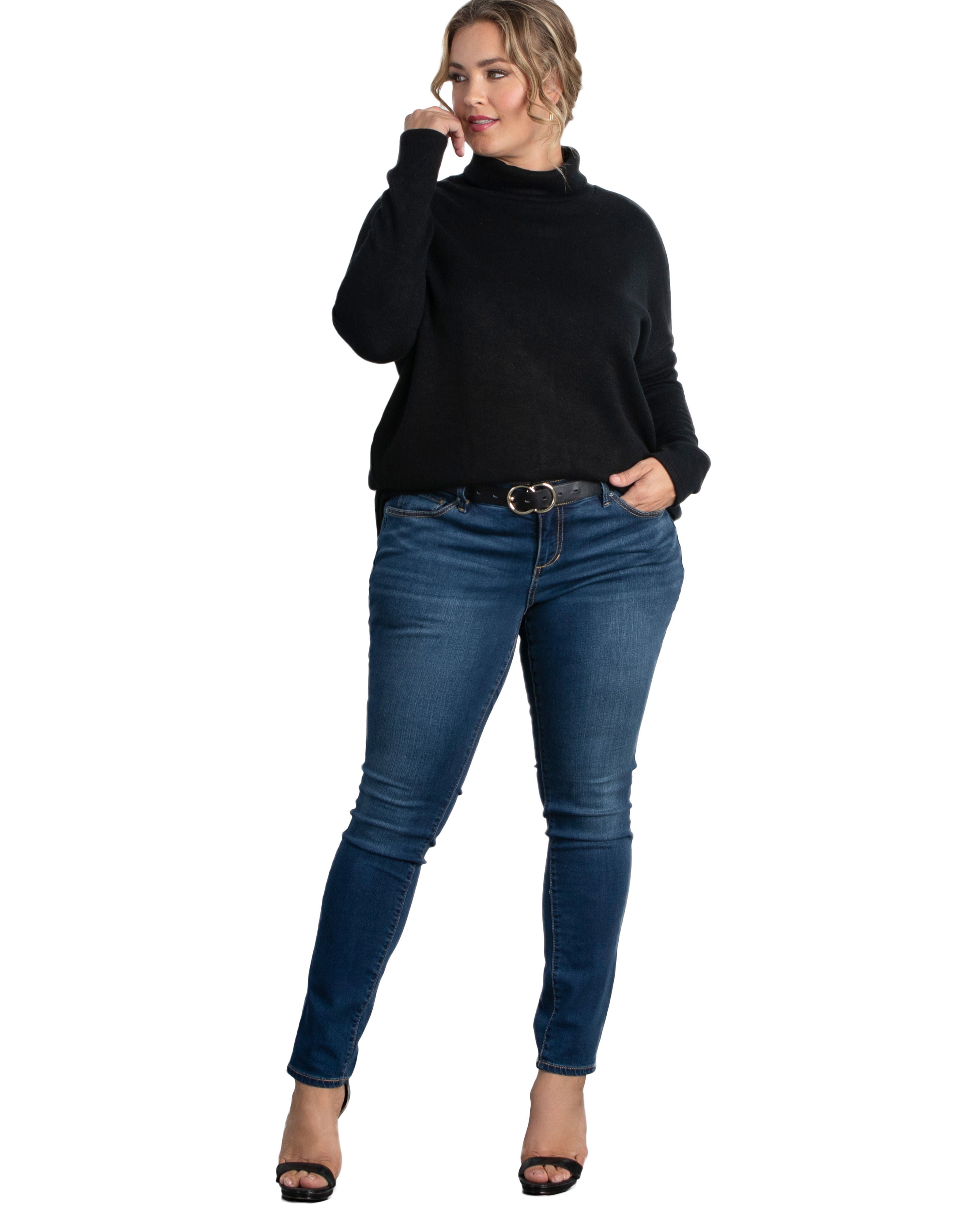 Paris Turtleneck Tunic Sweater, BLACK NOIR / Black, alternate image number 1