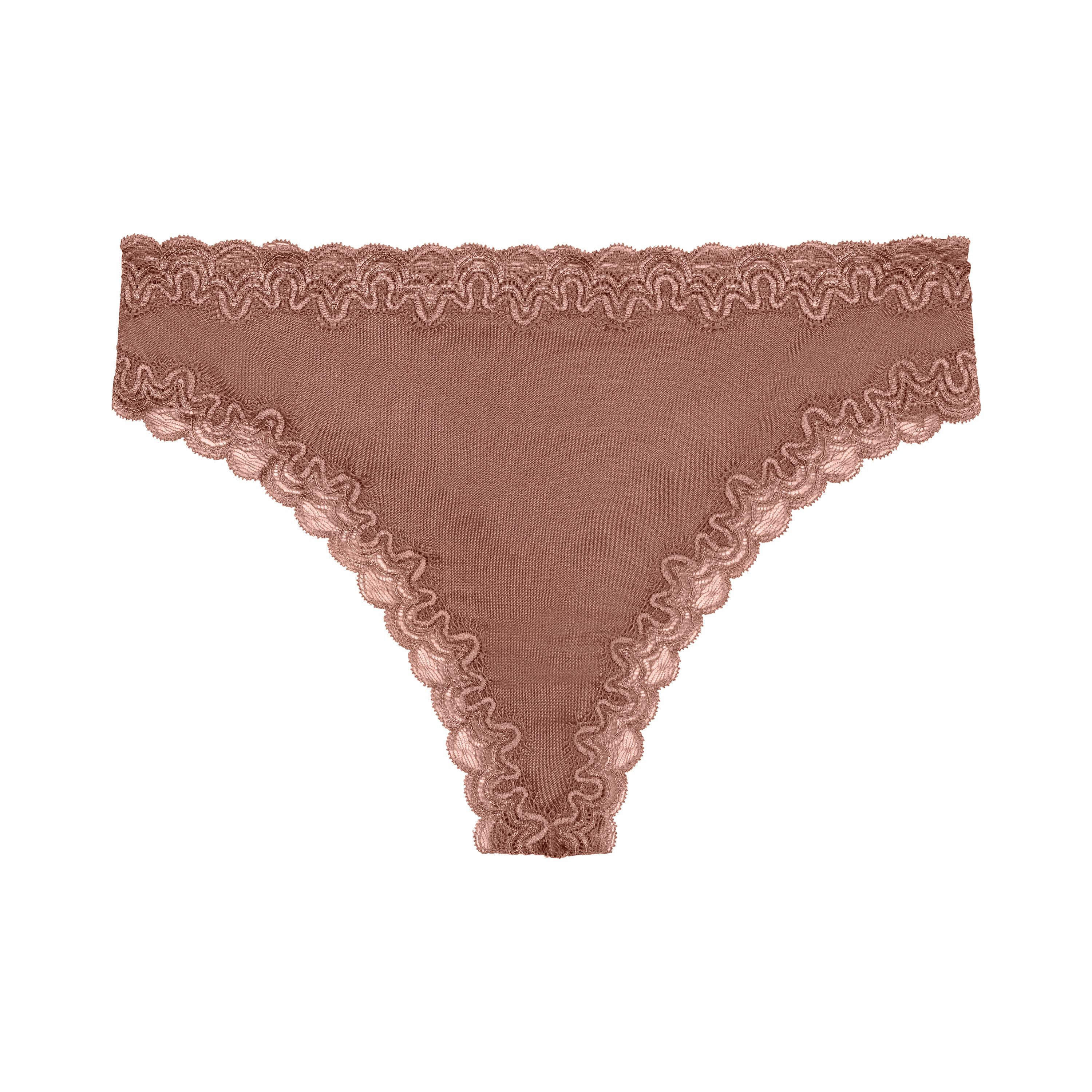Soft Silk Lace Thong, Toffee / Brown, hi-res image number 0