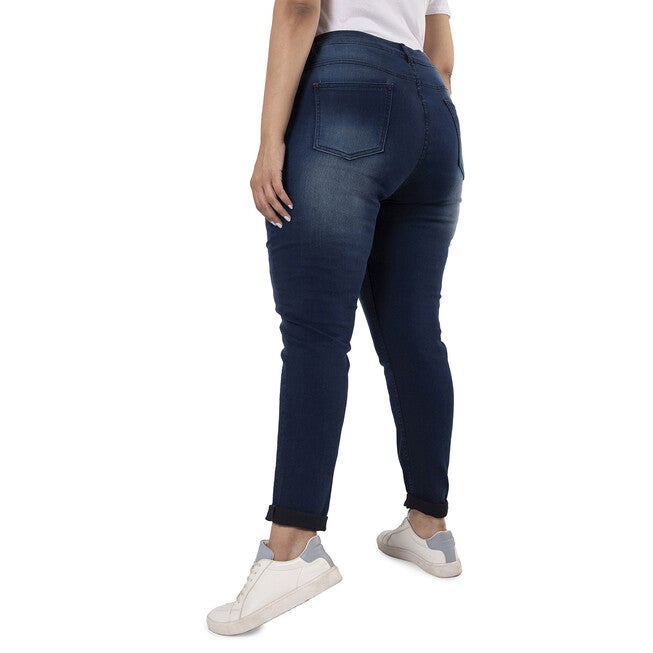 PLUS SIZE WOMEN SHADED CASUAL NAVY BLUE JEANS, Navy / Navy, alternate image number 2