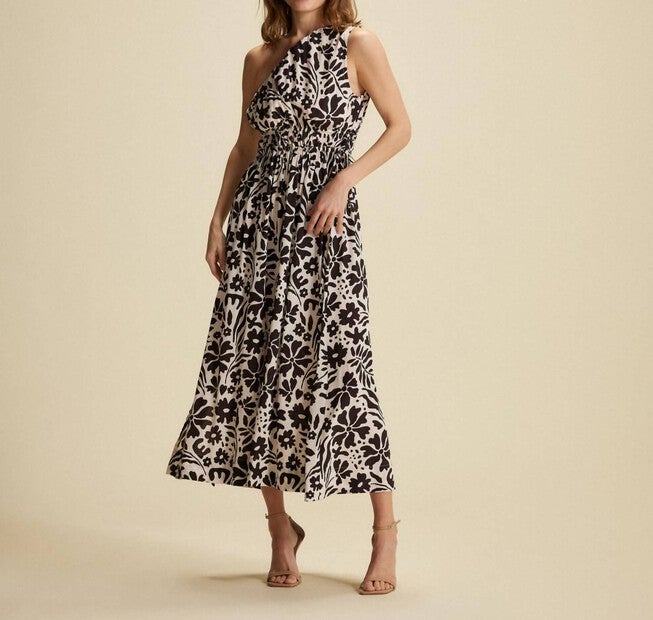 LUCILA MIDI DRESS IN SIDRA FLORAL PRINT, Sidra Floral Print / Beige, hi-res image number null
