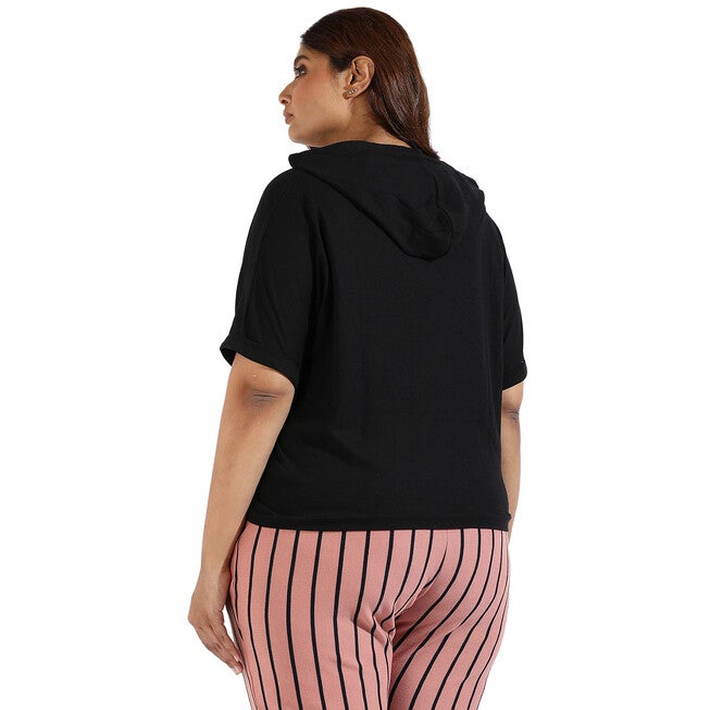 Black Crop Sweatshirt, Black / Black, alternate image number 2