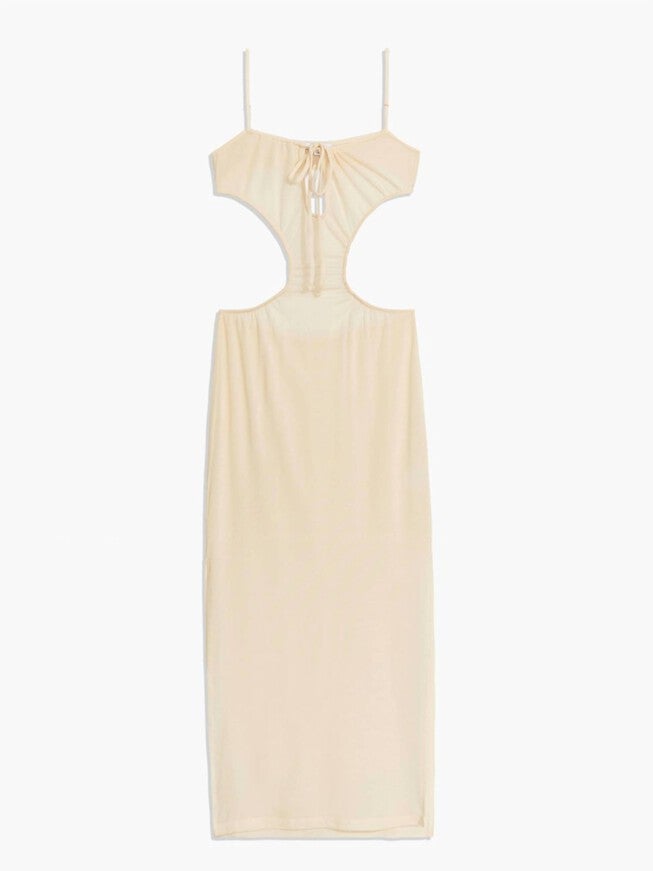 RUCHED CUTOUT MAXI COVER UP IN BEIGE, , alternate image number 4
